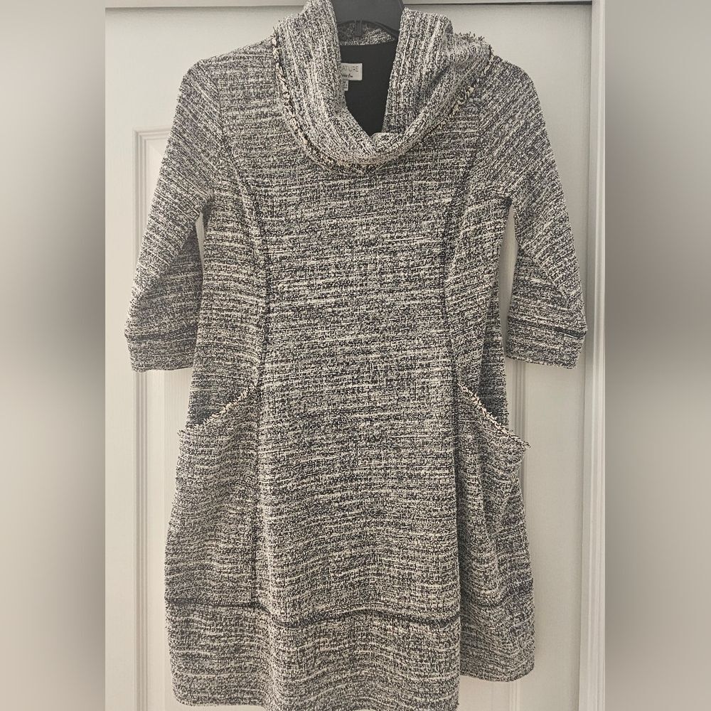 Signature by Robbie Bee Black and White Cowl Neck Sweater